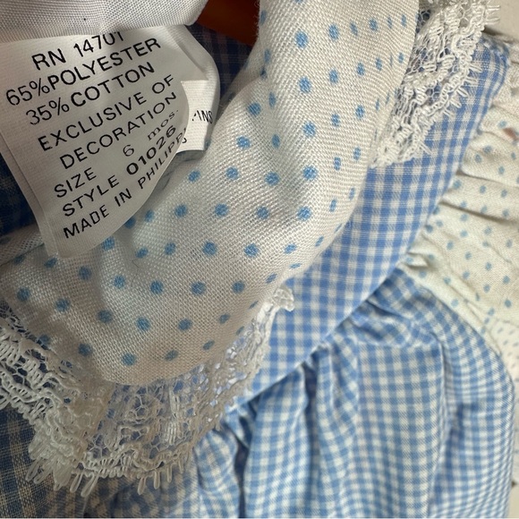 Vintage Nannette Blue and White Gingham Dress with Polka Dot Sleeves - Picture 7 of 7